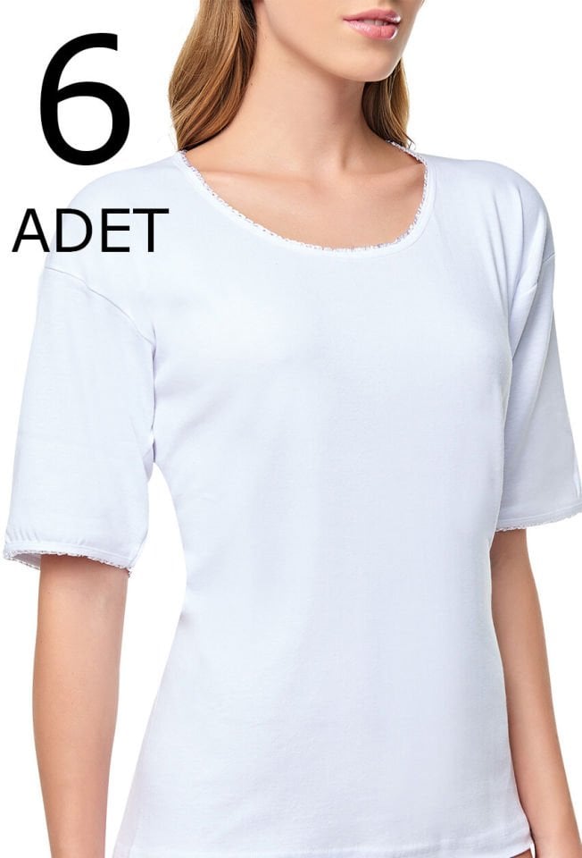 Tutku 6 lı  Paket Kadın Yarım Kollu Anne Atlet
