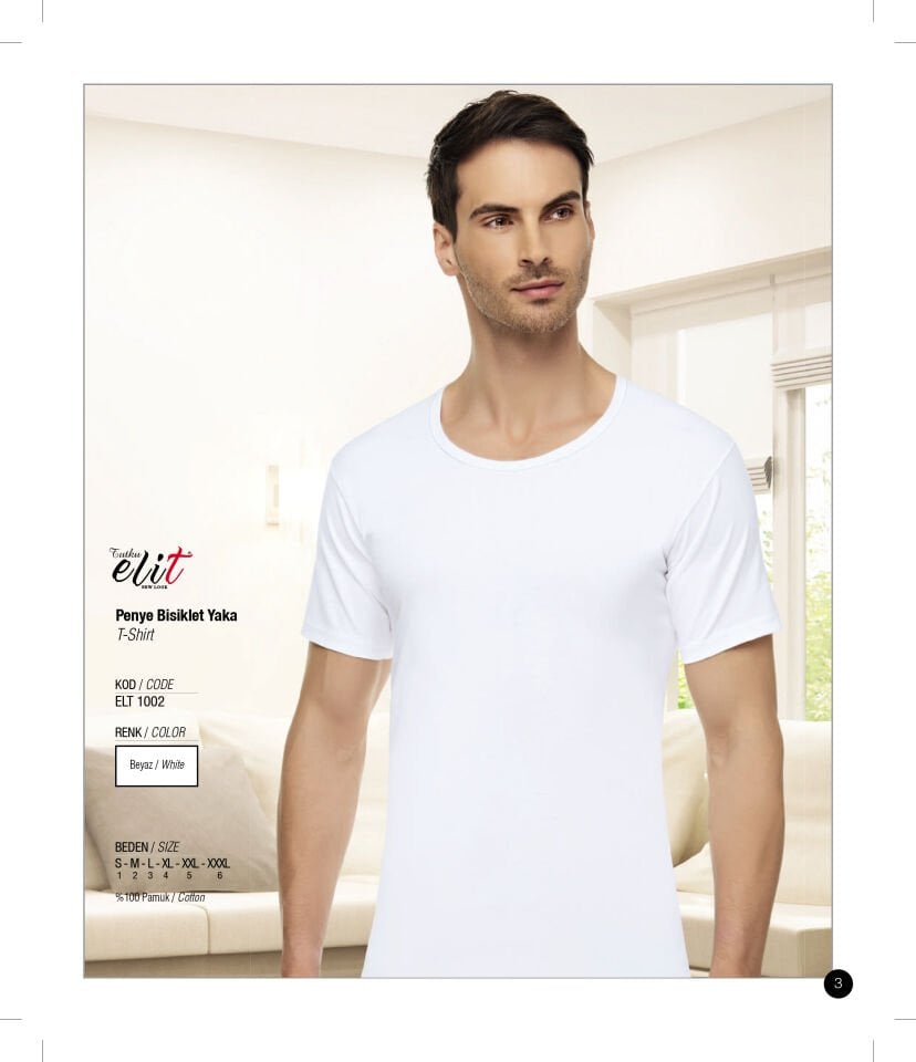 Tutku Elit 1002 Penye Erkek Bisiklet Yaka Fanila