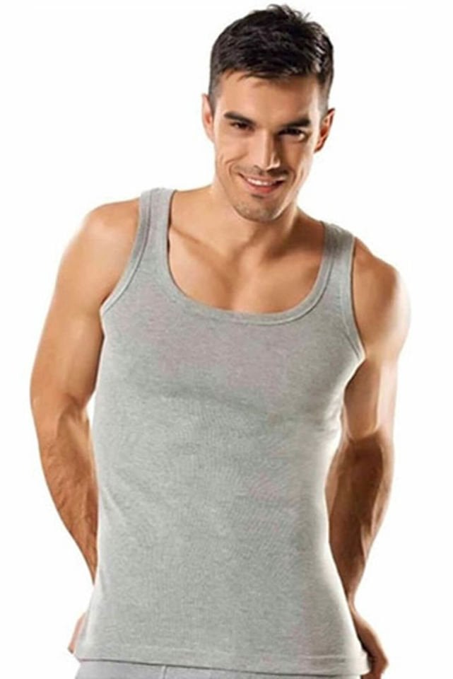 Tutku 6 lı Paket Ribana (Likralı) Gri Erkek Askılı Atlet