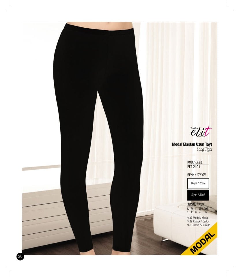 Tutku Elit 2101 Modal Elastan Uzun Düz Bayan Tayt
