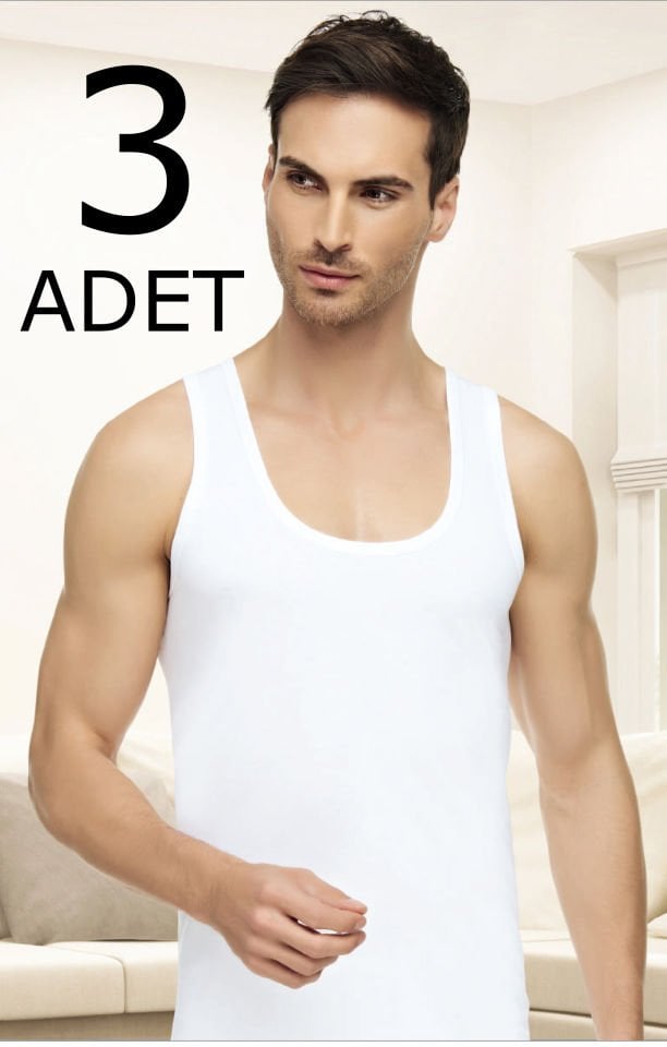 Tutku Elit 1001  Beyaz Pamuklu Penye Atlet 3 lü