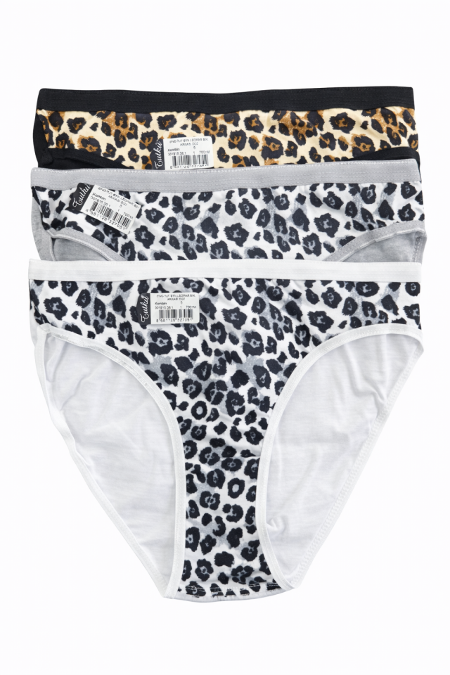 Tutku 740 Leopar Kadın Bikini Külot 3 lü Paket