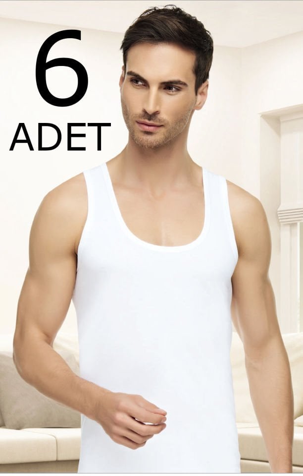 Tutku Elit 1001  Beyaz Pamuklu Penye Atlet 6 lı