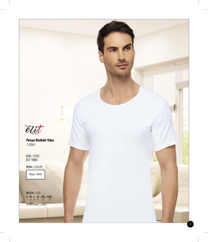 Tutku Elit 1002 Penye Erkek Bisiklet Yaka Fanila 6 lı